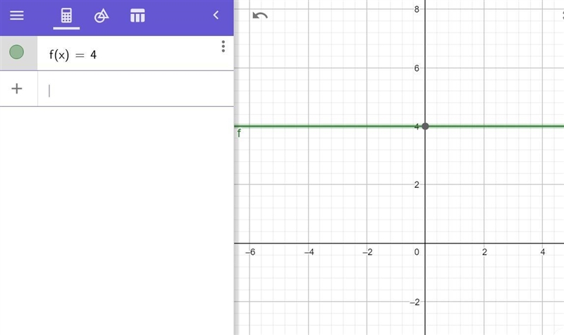 F(x) = 4 this line is vertical O horizontal O diagonal O impossible to graph-example-1