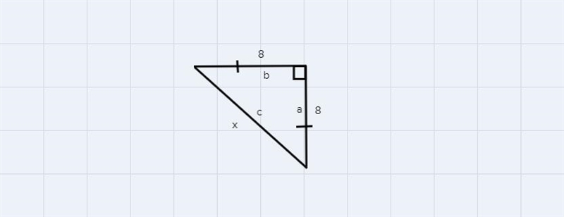 This is a 45-45-90 triangle.What is the measure of x?8Xx = [?]VO-example-1