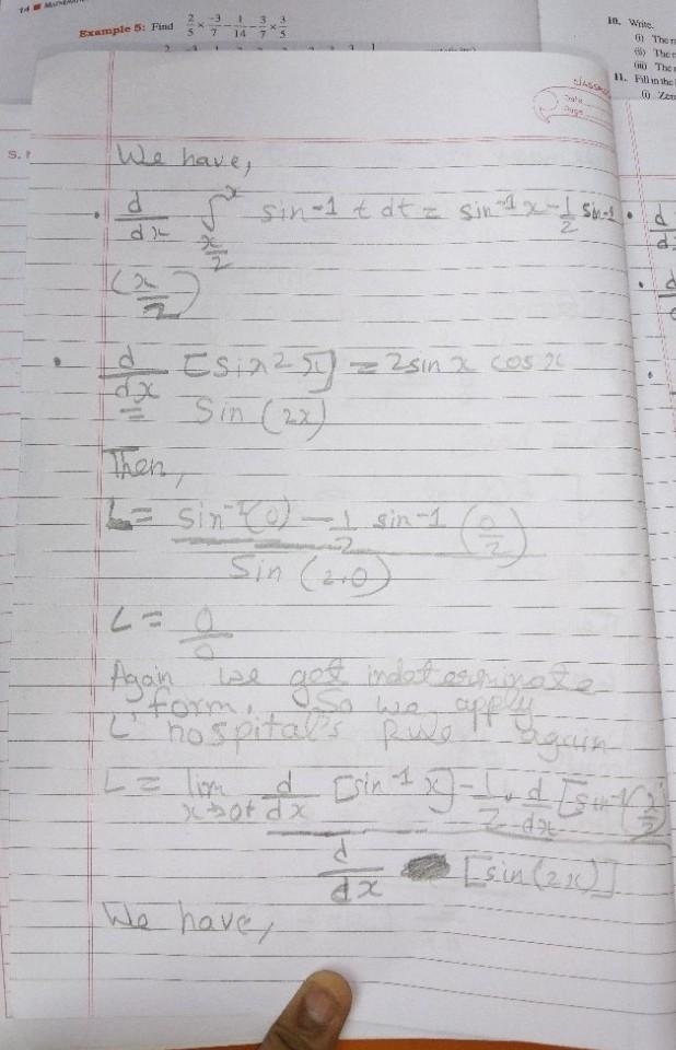 \displaystyle\red{ \sf\lim_{x \to {0}^( + ) }\frac{1}{ {sin}^(2)x } \int _{ (x)/(2) }^(x-example-2