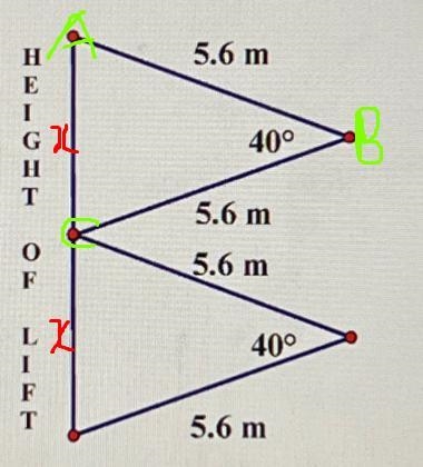 Determine the height of the lift, in metres, above the gym floor. show all your work-example-1