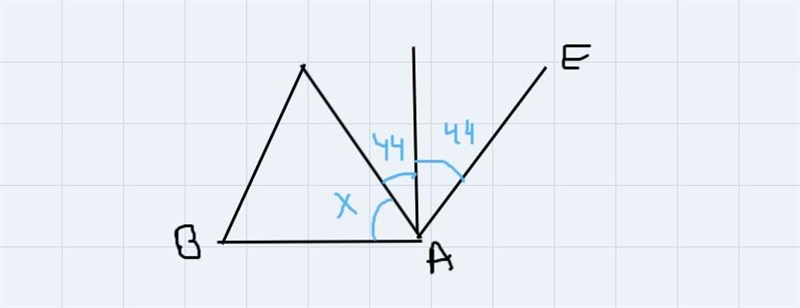 Line DA bisects angle EAC, line AB is congruent to line BC, measure of angle B is-example-2