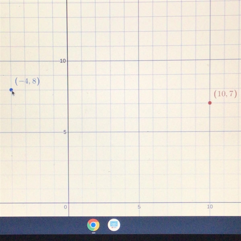 Warm Up 1. Find the distance between points at (10, 7) and (-4, 8).-example-1