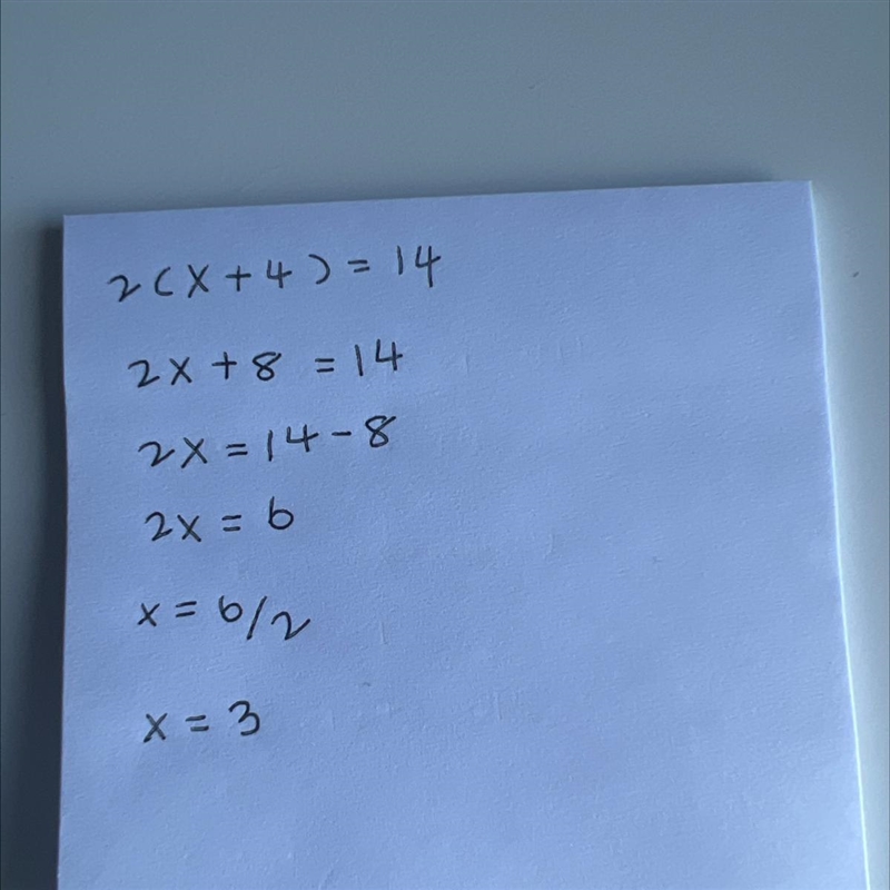 2(x + 4) = 14 Explain the answer-example-1