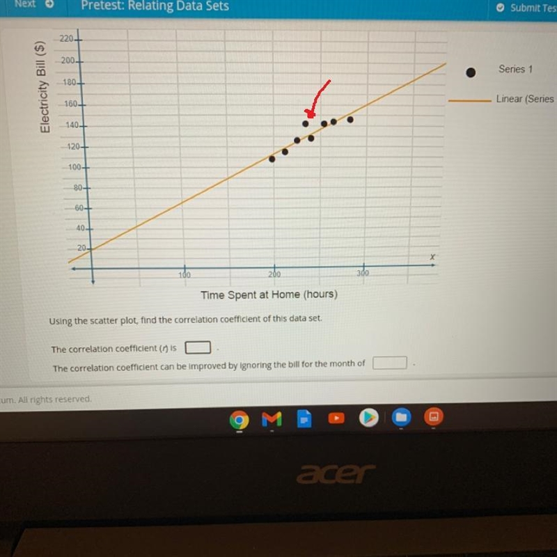 The scatter plot presents Ray's monthly electricity bills and the amount of time Ray-example-2