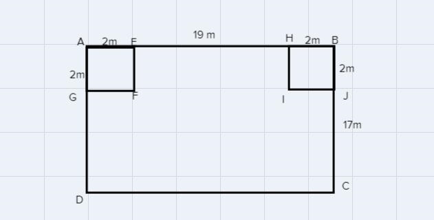 Find the area of the polygon. 2 m 19 m 2 m 17 m The area of the polygon is (Type a-example-1