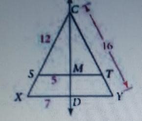 CD is the perpendicular bisects of both XY and ST. match the lengths and the segments-example-1