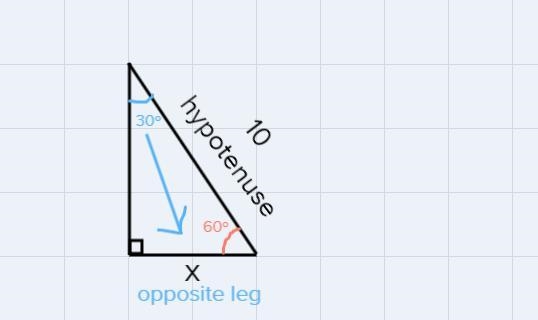 Find the length of the shorter leg in a 30 - 60 - 90 triangle where the hypotenuse-example-1