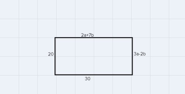 9. The lengths of the rectangle are labeled below. Solve for a and b.-example-1