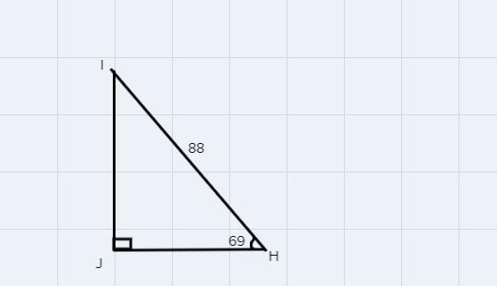 in rst the measure of ∠J=90° the measure of ∠H=69° and Hl=88 feet. find the length-example-1