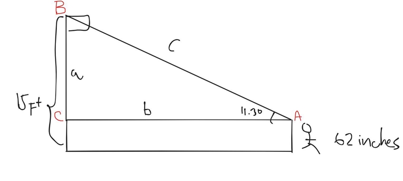 Mayfield high school flagpole is 15feet high, using clinometer tamara measures angle-example-1