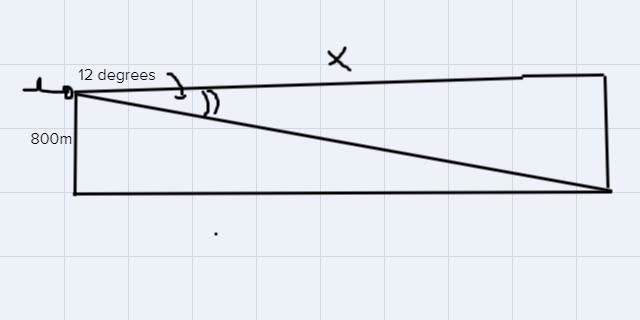 A glider pilot flying at an altitude of 800 meters spots the airfield at an angle-example-1