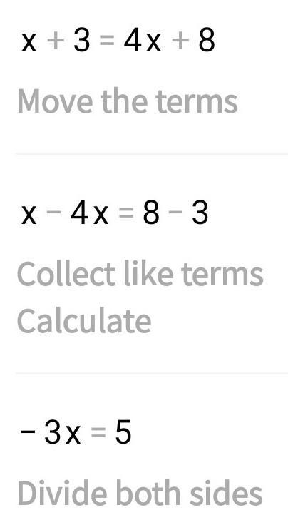 Solve for x 1(x+6) - 3 =4(x + 2)-example-2