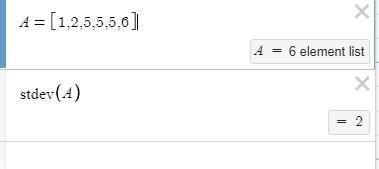 Come up with a set of 6 values that have a standard deviation of 2.-example-1