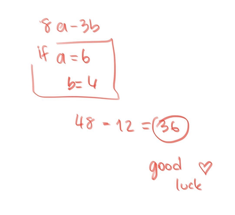 What is the value of 8a -3b when ba =6 and b=4​-example-1