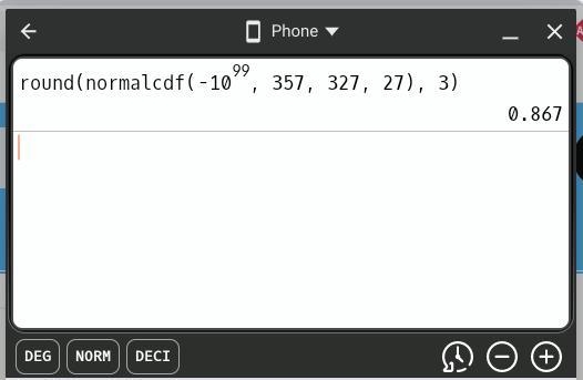 A set of data is normally distributed with a mean of 327 and a standard deviation-example-1