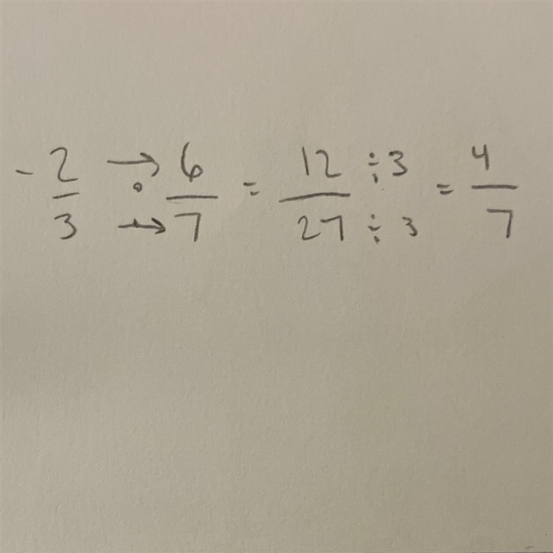 (-2/3)(6/7) Please show work if possible!-example-1