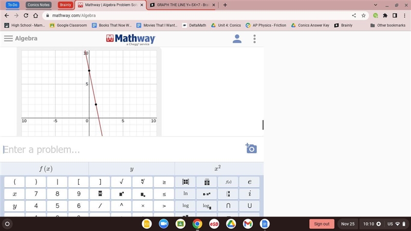 GRAPH THE LINE Y=-5X+7-example-1