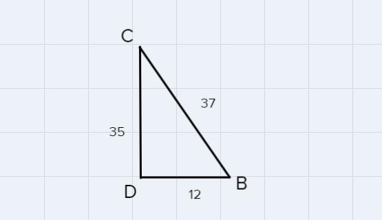 In ABCD, the measure of ZD=90°, BD = 12, DC = 35, and CB = 37. What ratiorepresents-example-1