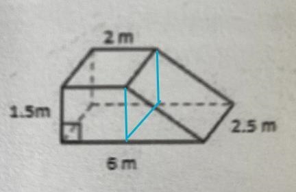 Find the volume of the following figure.1.5m2.5 m6 m-example-2