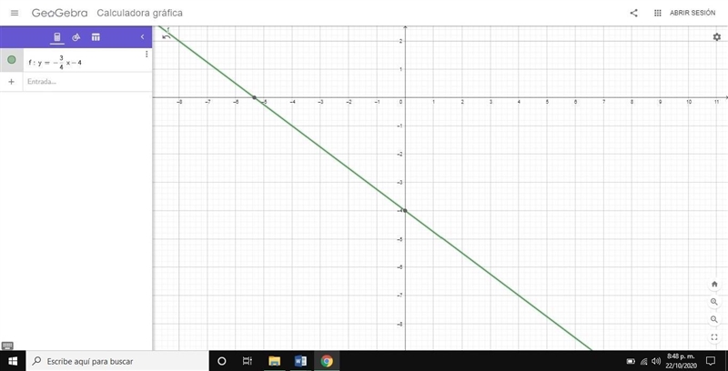 Convert 6x + 8y = -32 to slope-intercept form, then graph it.-example-1