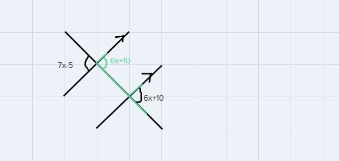 Write an equation that could be used to solve for x. 7x - 5 6x + 10 8-example-1