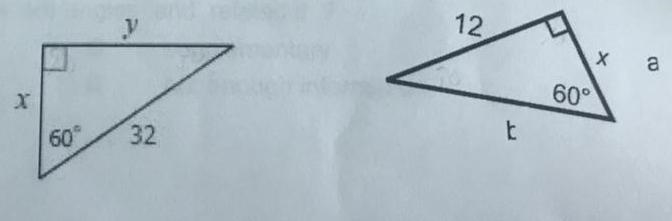 Use special right triangles to find the value of the variables no decimal answers-example-1