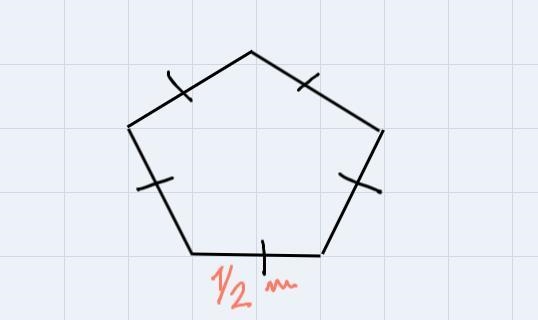 What the perimeter for a regular pentagon with the 1/2 meters-example-1