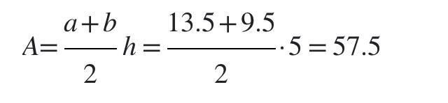 Find the area of the trapezoid. A.23.75cm^2 B.67.5cm^2 C.115cm^2 D.57.5cm^2-example-1