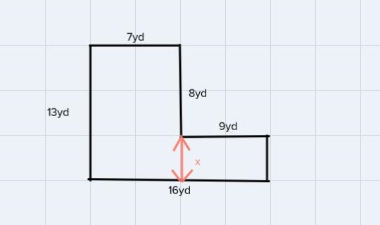 Find the missing side length. Assume that all intersecting sides meet at right angles-example-1