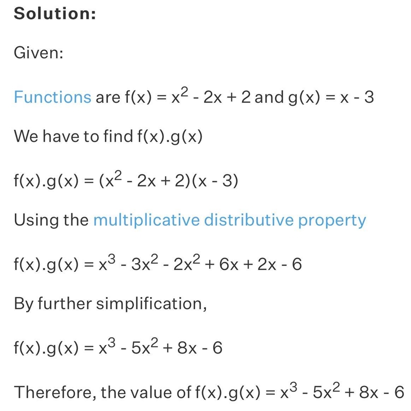 Let f(x) = x^2 + 2 and g(x) = -3. Find f(x) • g(x). A. X^3-6x^2+12x-6 B. X^3-5x^2+8x-example-1