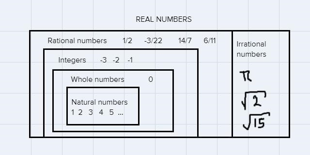 Name the set or sets of numbers to which each real number belongs.-example-1