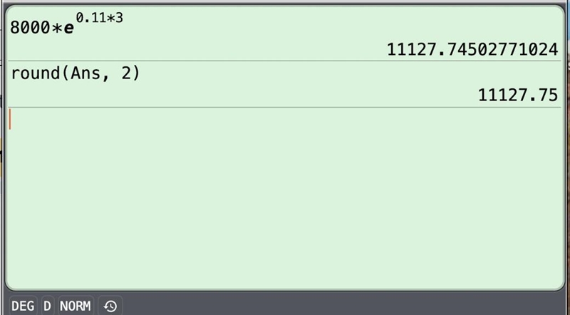 use the compound interest formulas A=P(1+r/n)^nt and A=Pe^rt to solve. find the accumulated-example-1