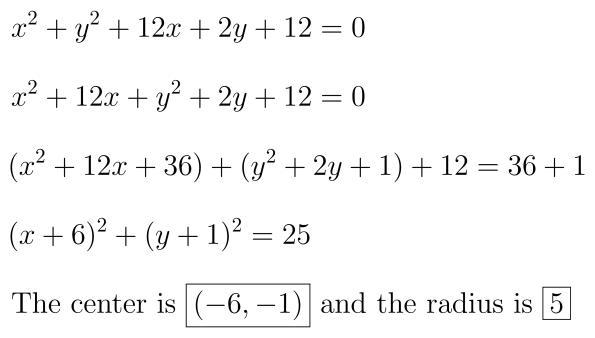 Find the center and radius of the circle-example-1