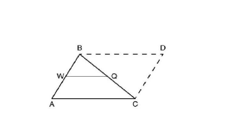 In this diagram WQ = AB. One way to prove this is true is to draw a line through B-example-1