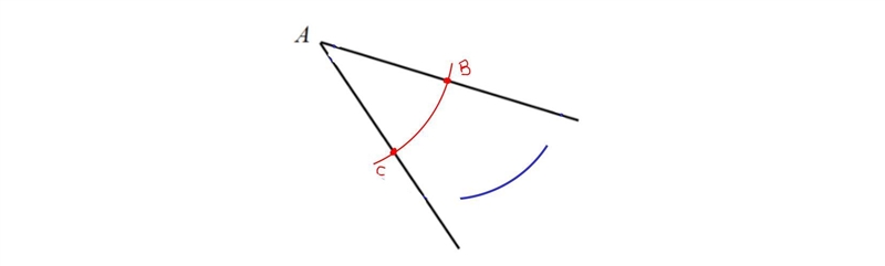 Use a straightedge and compass to Construct the angle bisector of the angle below-example-2