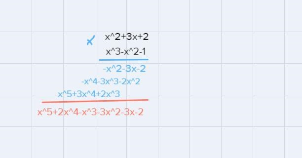 Use vertical multiplication to find the product of: x2 + 3x + 2 x x - x2-1 O - A. ** - 3x-example-1