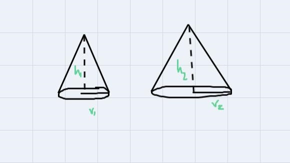 There are two similar cones. Cone A has an altitude of 5 cm and Cone B has analtitude-example-1