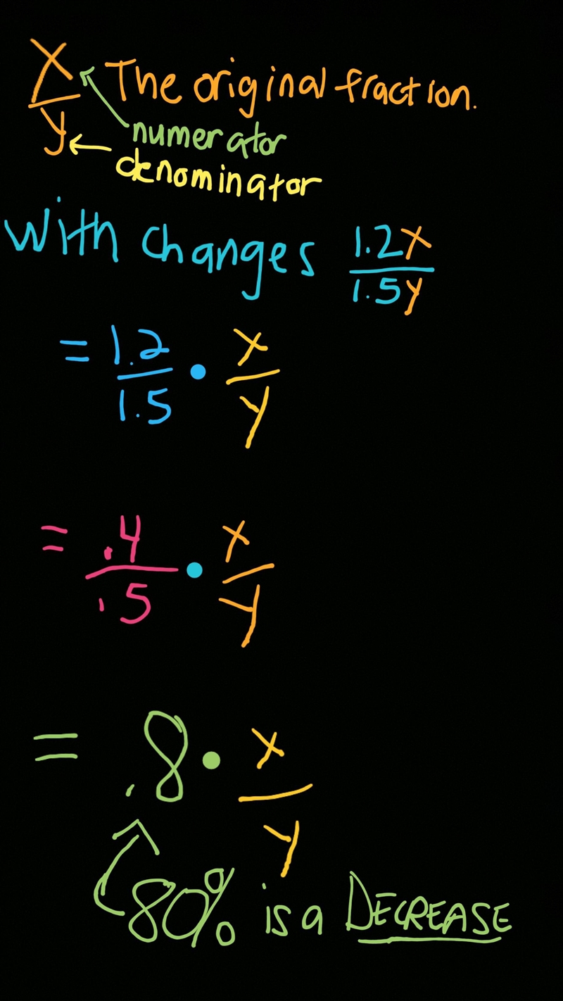 Will a fraction increase or decrease and by what percent if its numerator is increased-example-1