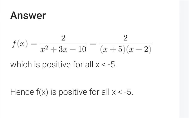 Given f of x is equal to 2 divided by the quantity x squared plus 3x minus 10 end-example-1