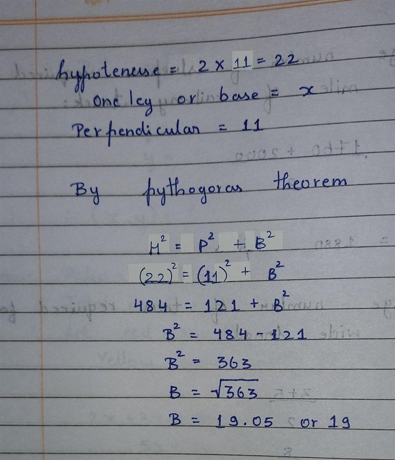 The hypotenuse of a right triangle is twice the length of one of its legs. The length-example-1