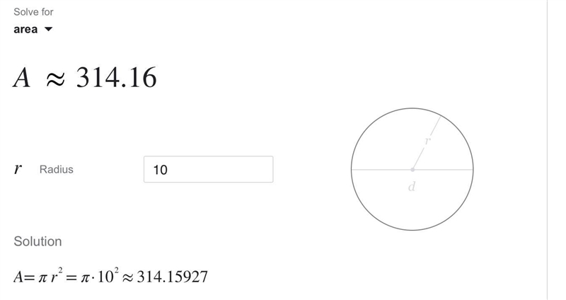 Complete the table to show the area of each circle.-example-1