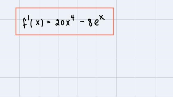 F(x) = 4x ^ 5 - 8e ^ x , find:-example-2