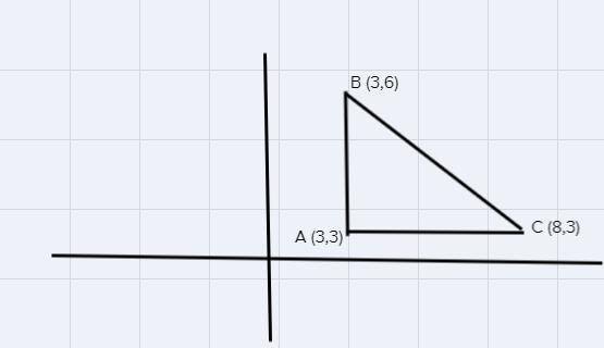 A polygon has vertices A(3,3), B(3,6), and C(8,3). find the area of the polygon.-example-1