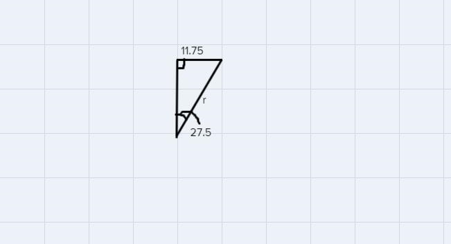 If the chord of a circle is 23.5 in. long and subtends a central angle of 55º, what-example-2