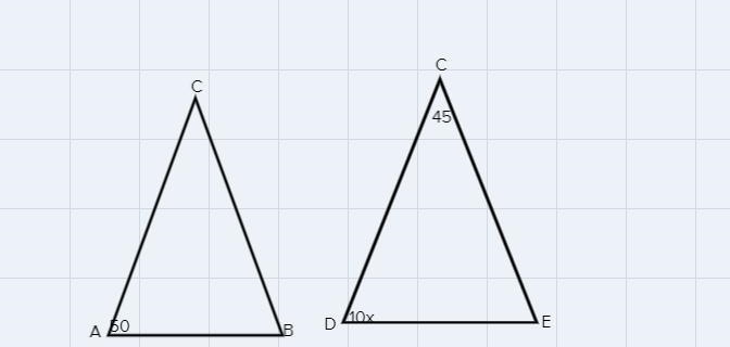 If AACB = ADCE, ZCAB = 50°,ZDCE = 45°, and ZCDE = 10xDcX = [?]BEnter-example-1