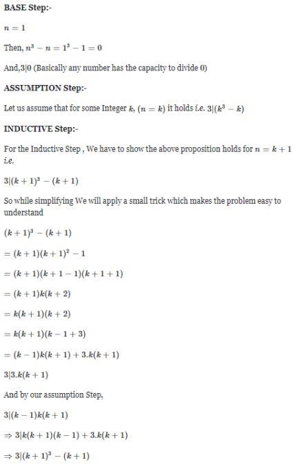 Use mathematical induction to prove that, for n ≥ 1, n³ – n is divisible by 3.-example-1