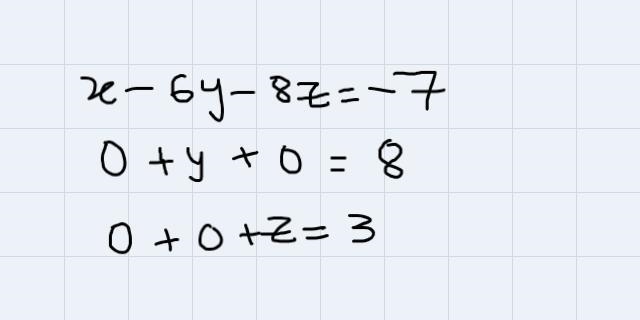 Solve for x, y, and z,1 -6 -81 -72) 10 1 80 0 1 30-example-1