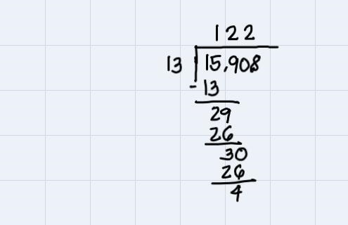 What is the remainder when 15,908÷13 and put numeric values only.Add the remainder-example-4