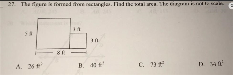 27. The figure is formed from rectangles. Find the total area. The diagram is not-example-1