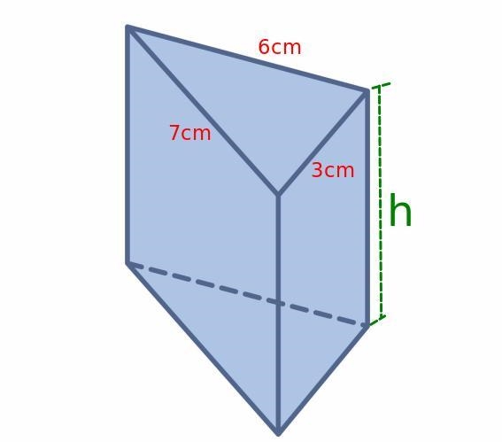 A triangular prism has base edges 3 cm ,6 cm, and 7 cm long . it's lateral area is-example-1